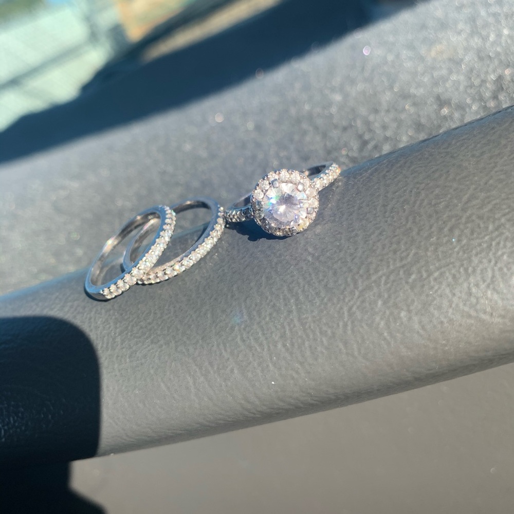 7mm Cubic Zirconia Frame BridalSetinSterlingSilver